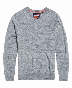 Superdry Orange Label Cotton Vee Férfi Ugró Kék | SXQZB4092